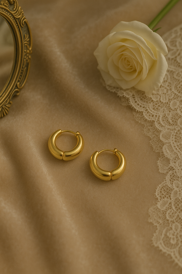 ANTI TARNISH MINIMAL THICK ROUND HOOP EARRING