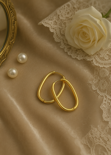 ANTI TARNISH CLASSIC THIN OVAL SHAPE HOOP EARRING