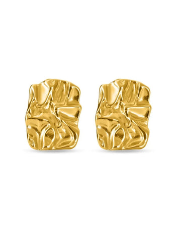 ANTITARNISH TEXTURED RECTANGLE STUD EARRING