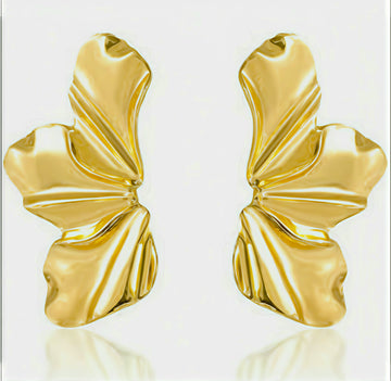 ANTITARNISH GOLDEN PETAL FOLDS EARRING