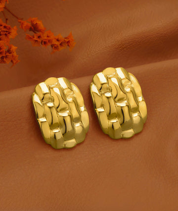 ANTITARNISH TEXTURED OVAL STUD EARRING