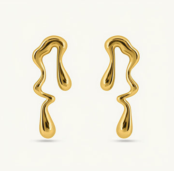 ANTITARNISH GOLDEN RIPPLE DROPS EARRING