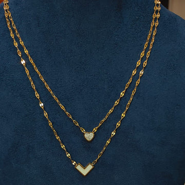 ANTI TARNISH HEART SHAPE TWO LAYER NECKLACE