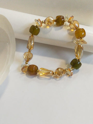 STYLISH BROWN CRYSTAL BEADED BRACELET FOR WOMEN AND GIRLS