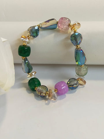 STYLISH MULTICOLOR CRYSTAL BEADED BRACELET FOR WOMEN AND GIRLS