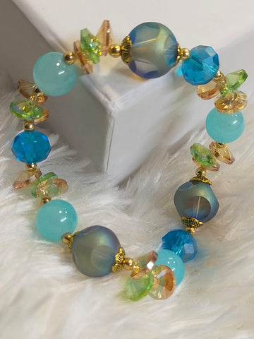 STYLISH BLUE ROUND CRYSTALBEADED BRACELET FOR WOMEN AND GIRLS
