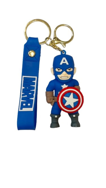 3D Cartoon Character rubber keychain with Strap Charm & Metal Hook.