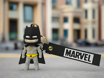 3D Cartoon Character rubber keychain with Strap Charm & Metal Hook.
