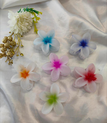 Stylish Flower Matte Hair Claw Clips Set, Gradient Lily Design for Women & Girls