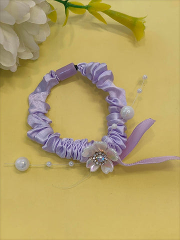 Stylish Pearl Flower Multicolor Hair Scrunchies, Elastic Rubber Bands For Ponytail Holder.