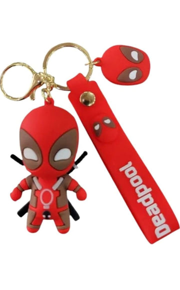 3D Cartoon Character rubber keychain with Strap Charm & Metal Hook.