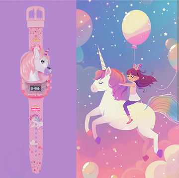 Aude kids Digital unicorn rotating Light glowing with music tune watch