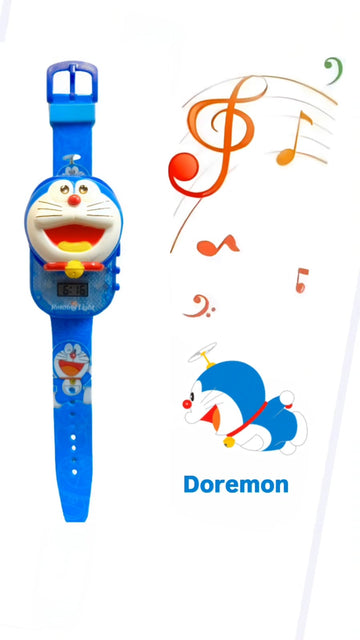 Aude kids Digital Doremon rotating Light glowing with music tune watch