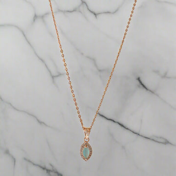 ROSE GOLD PLATED MINT GREEN CRYSTAL PENDANT CHAIN