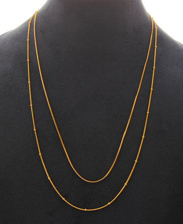 ANTI TARNISH GOLD TONE PLATED DAINTY BEADED TWO LAYER CHAIN