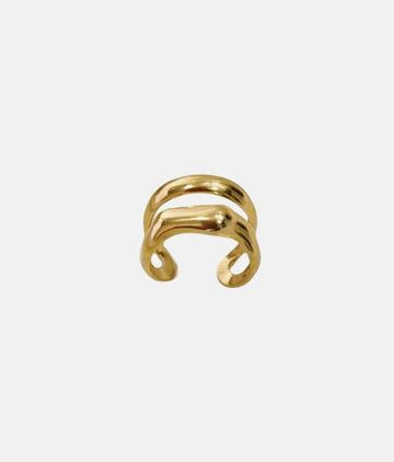 18K GOLD TONE ADJUSTABLE FINGER RING