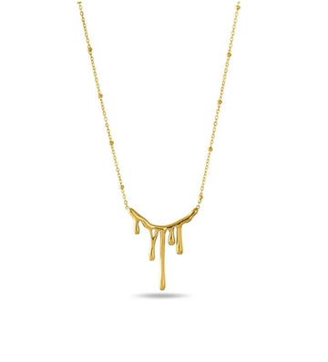 Melting pendant dainty beaded chain