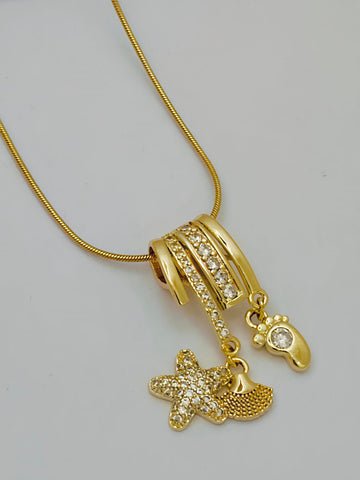 Anti-tarnish Star, Tiny BabyStep Charms Pendant Chain