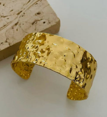 GOLD TONE PLATED CHUNKY BRACELET CUFF KADA