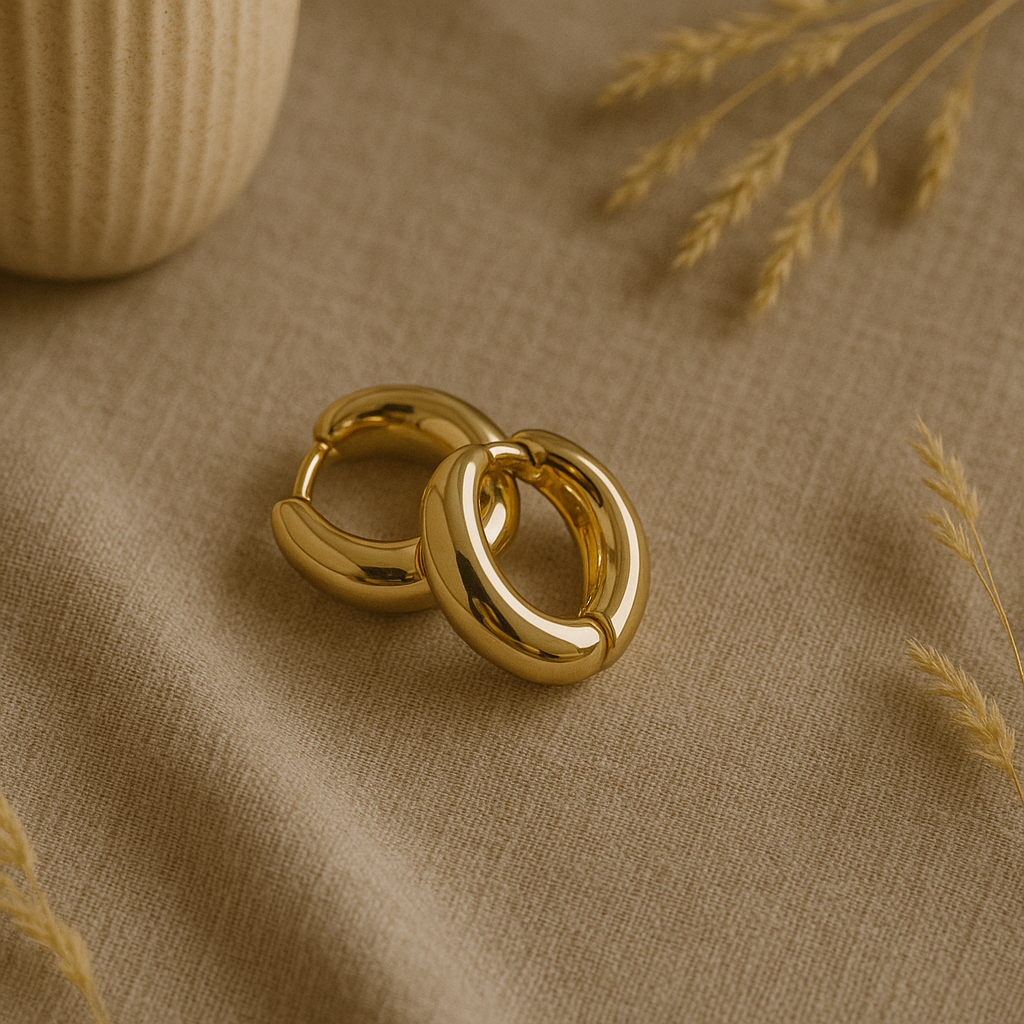 ANTI TARNISH MINIMAL THICK ROUND HOOP EARRING