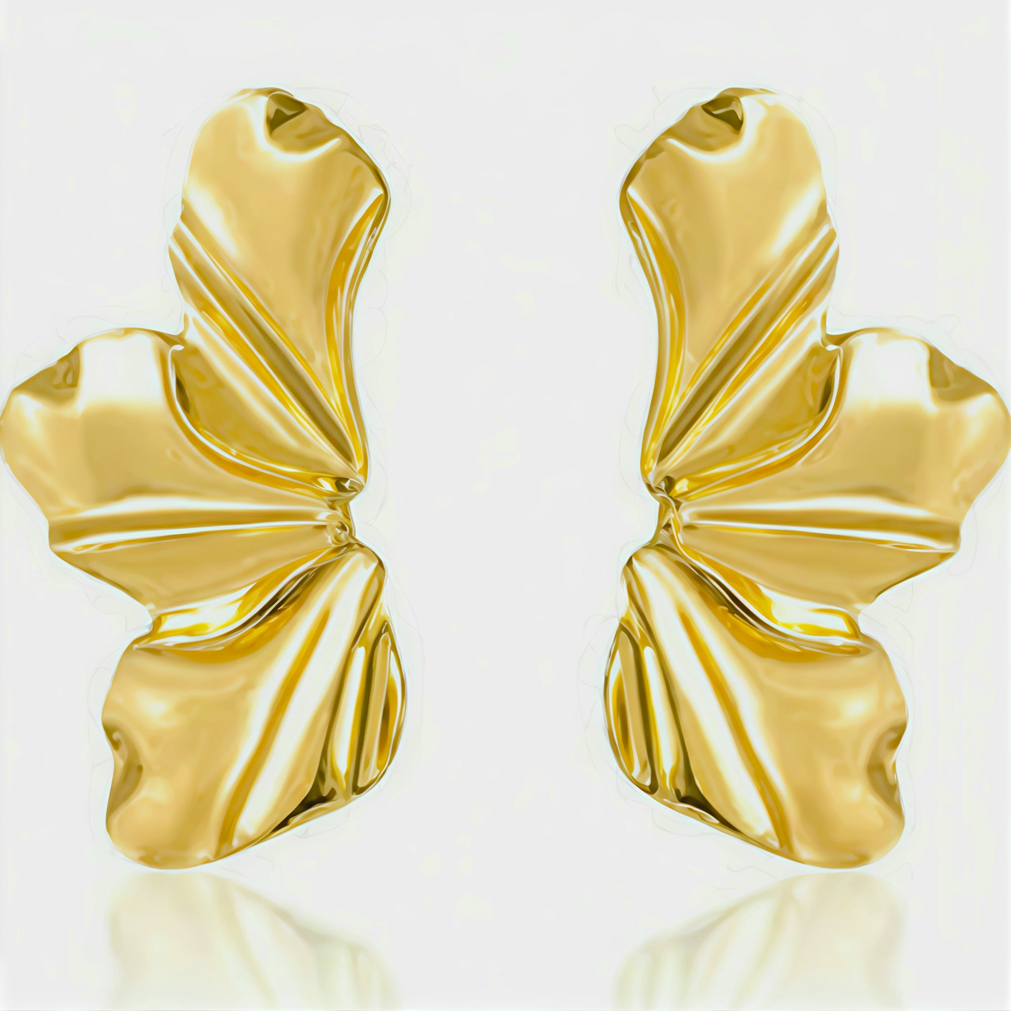 ANTITARNISH GOLDEN PETAL FOLDS EARRING
