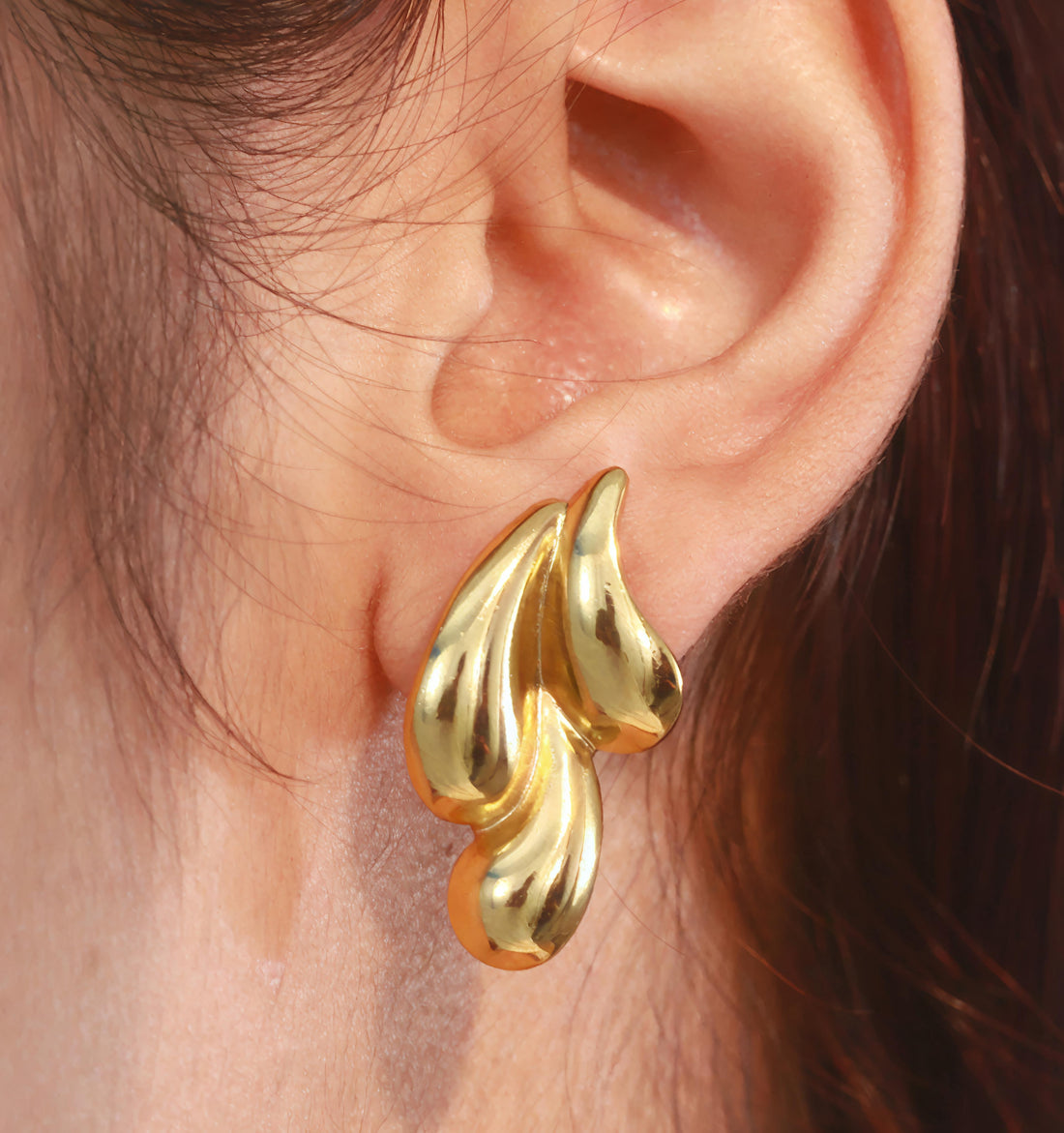 ANTITARNISH GOLDEN  FLAME DROPS EARRING