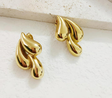 ANTITARNISH GOLDEN  FLAME DROPS EARRING