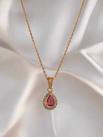 ROSE GOLD PLATED OVAL SHAPE PINK PENDANT CHAIN