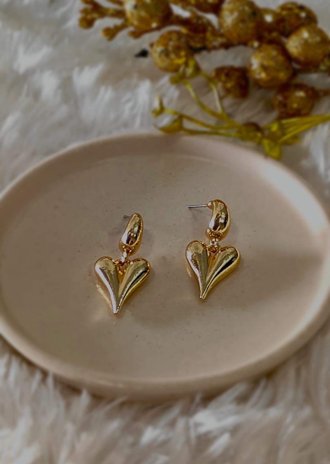 ANTI TARNISH HEART SHAPE  DROP EARRING