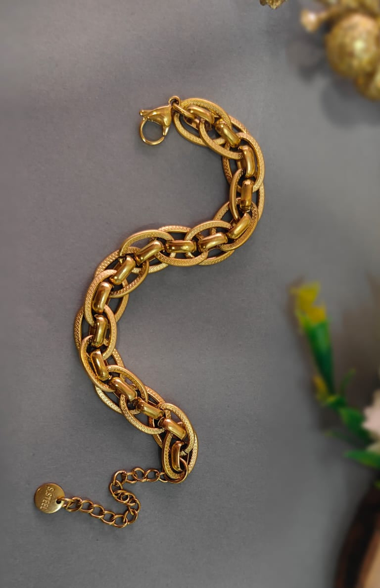 ANTI TARNISH GOLD TONE PLATED LINK CHAIN BRACELET