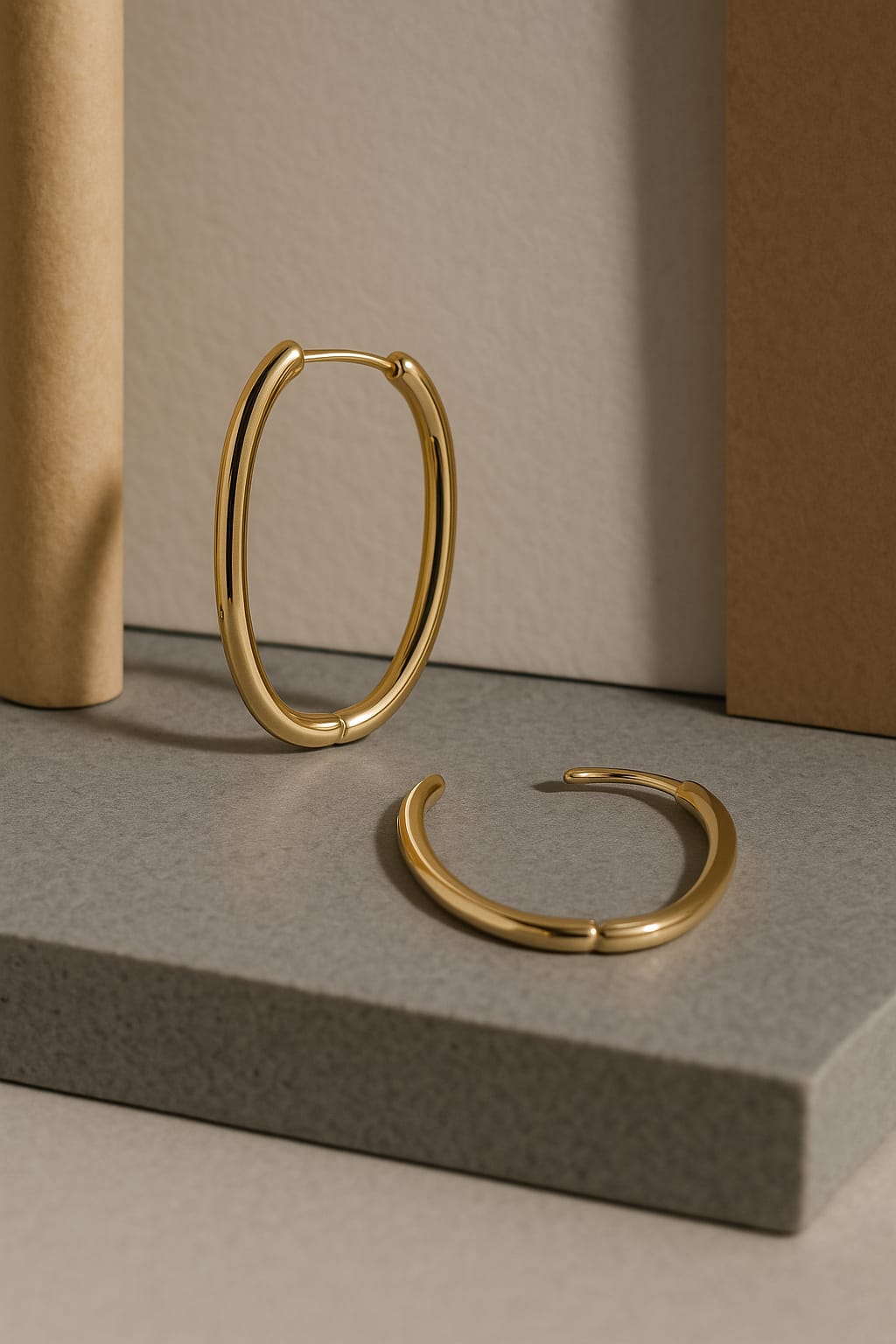 ANTI TARNISH CLASSIC THIN OVAL SHAPE HOOP EARRING