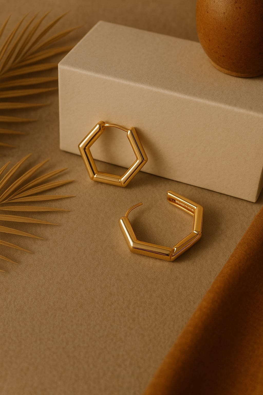 ANTI TARNISH CLASSIC HEXAGON SHAPE HOOP EARRING