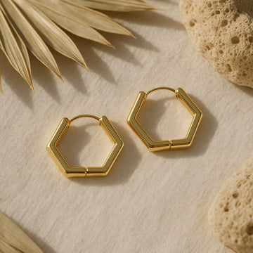 ANTI TARNISH CLASSIC HEXAGON SHAPE HOOP EARRING