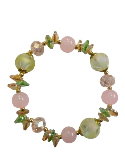 STYLISH LOTUS PINK ROUND CRYSTALBEADED BRACELET FOR WOMEN AND GIRLS