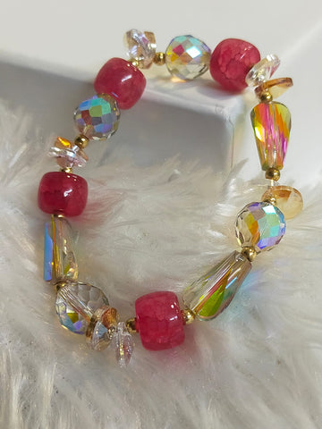 STYLISH RED CRYSTAL BEADED BRACELET FOR WOMEN AND GIRLS