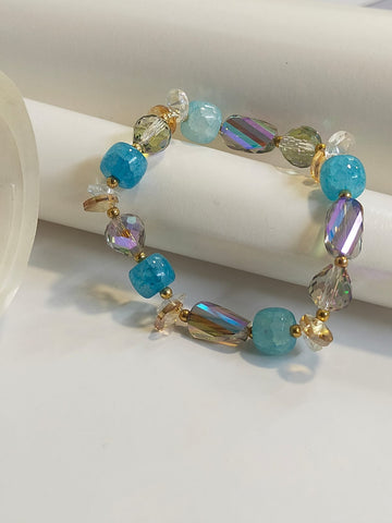 STYLISH BLUE CRYSTAL BEADED BRACELET FOR WOMEN AND GIRLS
