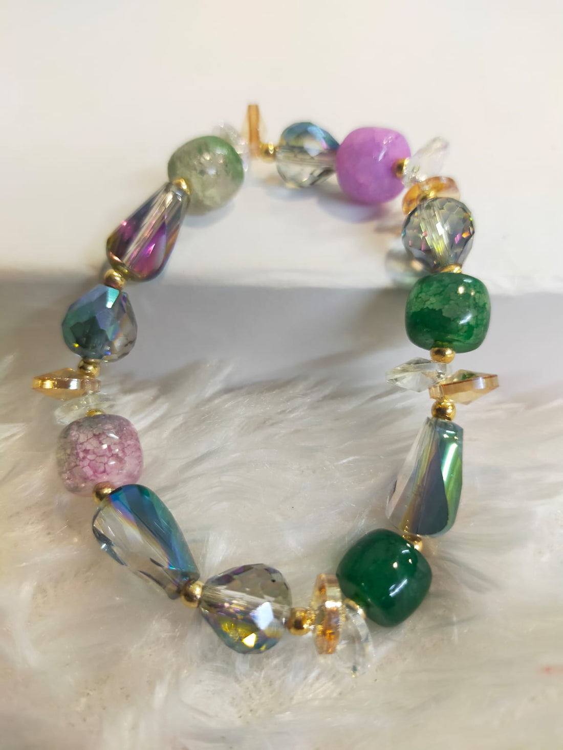 STYLISH MULTICOLOR CRYSTAL BEADED BRACELET FOR WOMEN AND GIRLS