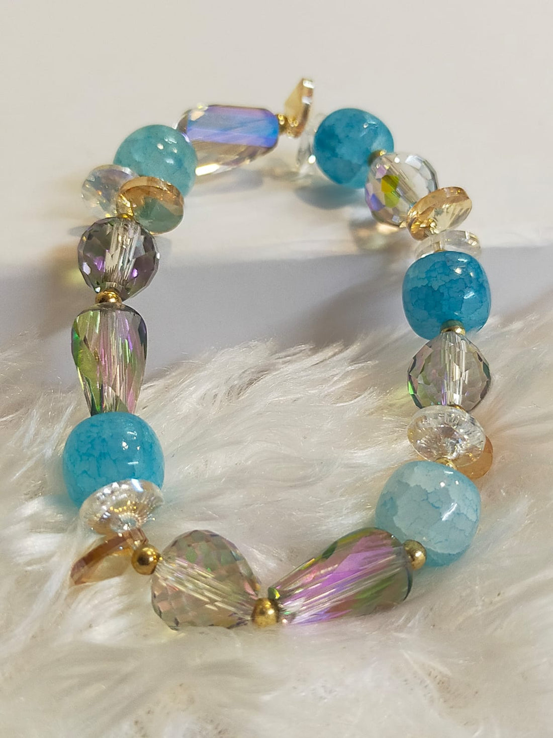 STYLISH BLUE CRYSTAL BEADED BRACELET FOR WOMEN AND GIRLS