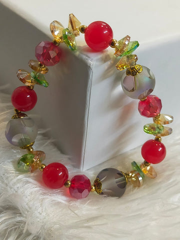 STYLISH RED ROUND CRYSTALBEADED BRACELET FOR WOMEN AND GIRLS