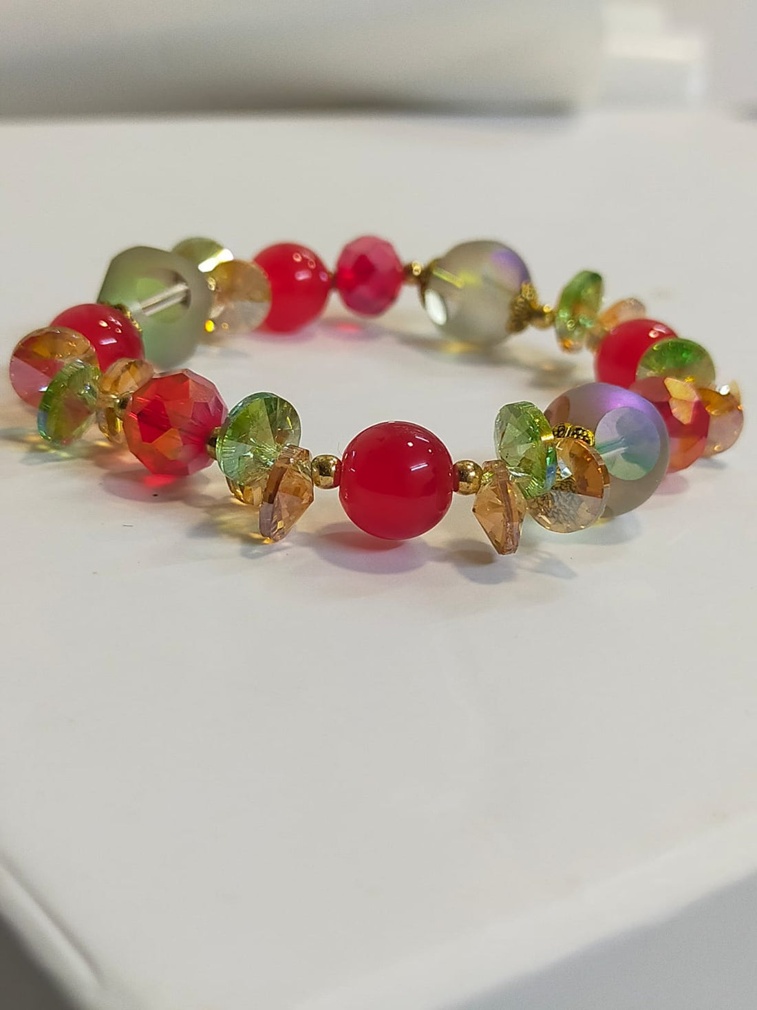 STYLISH RED ROUND CRYSTALBEADED BRACELET FOR WOMEN AND GIRLS