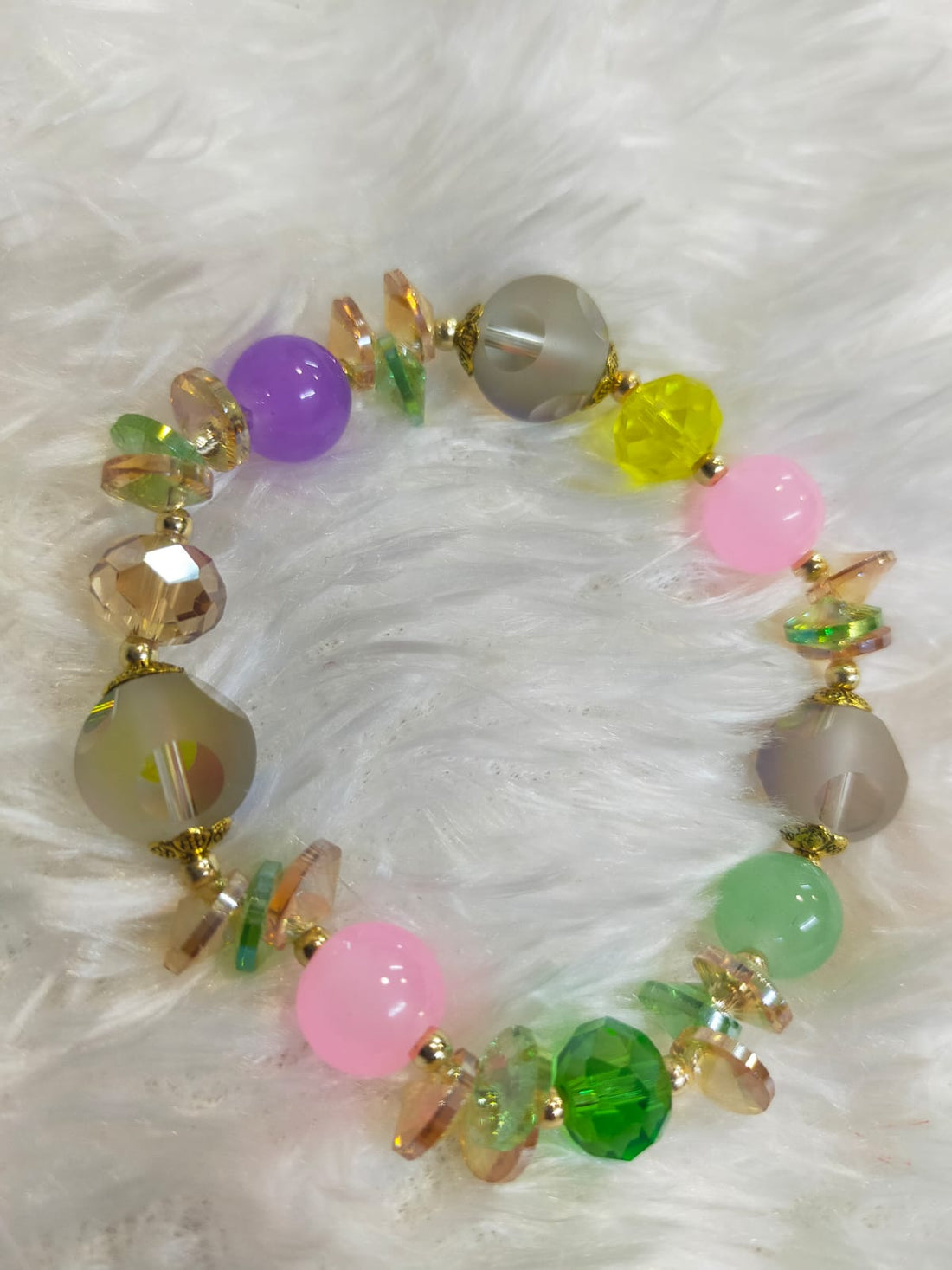 STYLISH MULTICOLOR ROUND CRYSTALBEADED BRACELET FOR WOMEN AND GIRLS