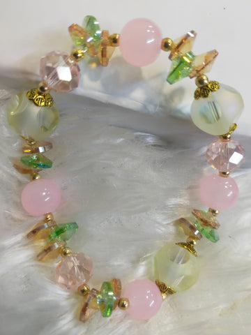 STYLISH LOTUS PINK ROUND CRYSTALBEADED BRACELET FOR WOMEN AND GIRLS