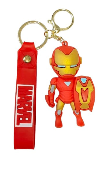 3D Cartoon Character rubber keychain with Strap Charm & Metal Hook.