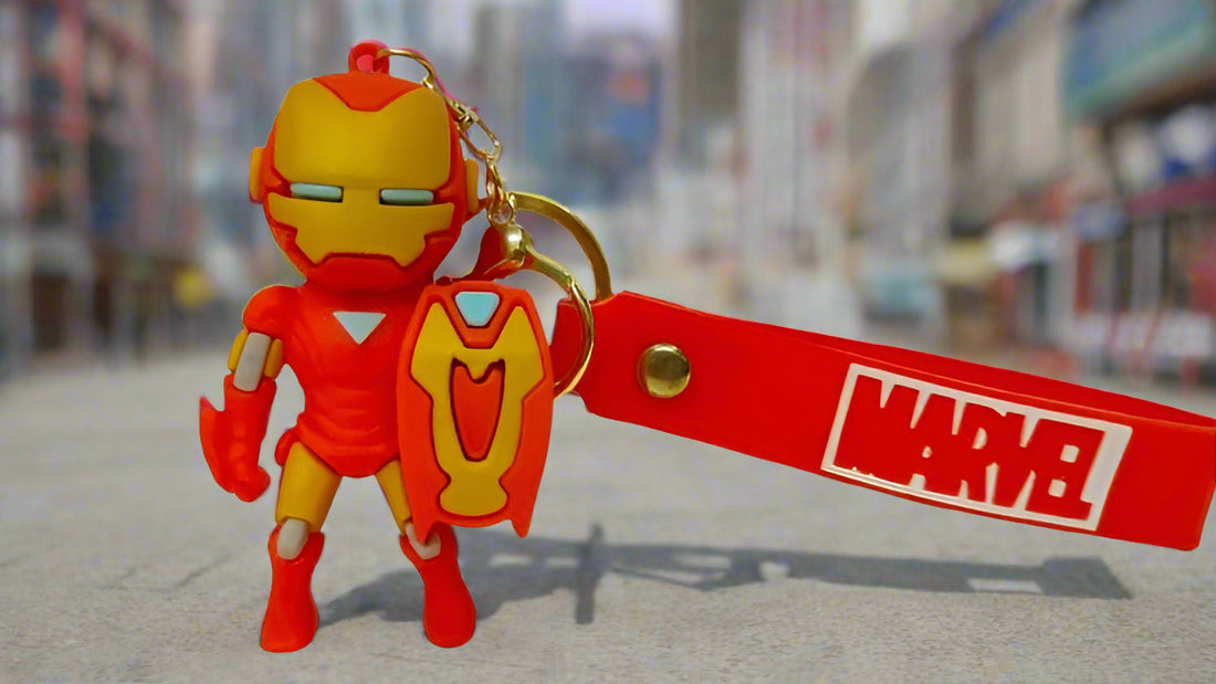 3D Cartoon Character rubber keychain with Strap Charm & Metal Hook.