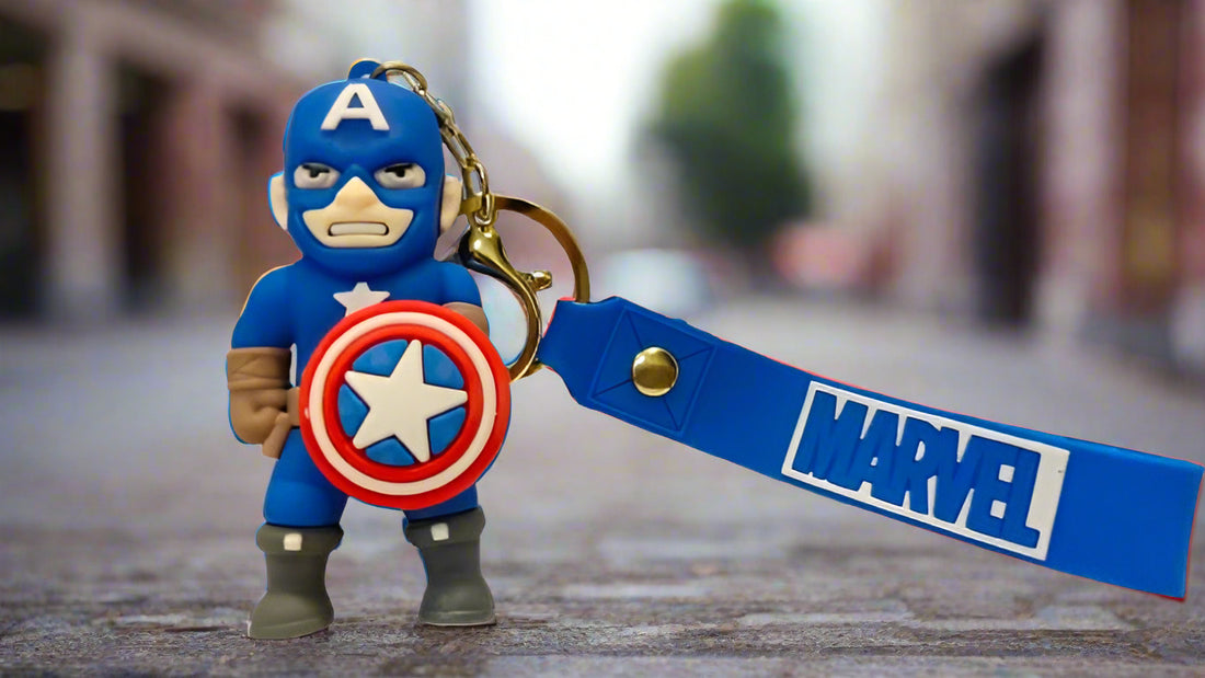 3D Cartoon Character rubber keychain with Strap Charm & Metal Hook.