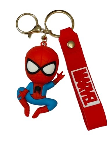 3D Cartoon Character rubber keychain with Strap Charm & Metal Hook.