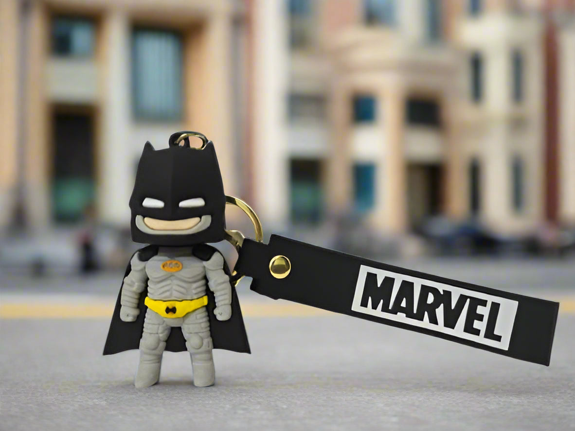 3D Cartoon Character rubber keychain with Strap Charm & Metal Hook.