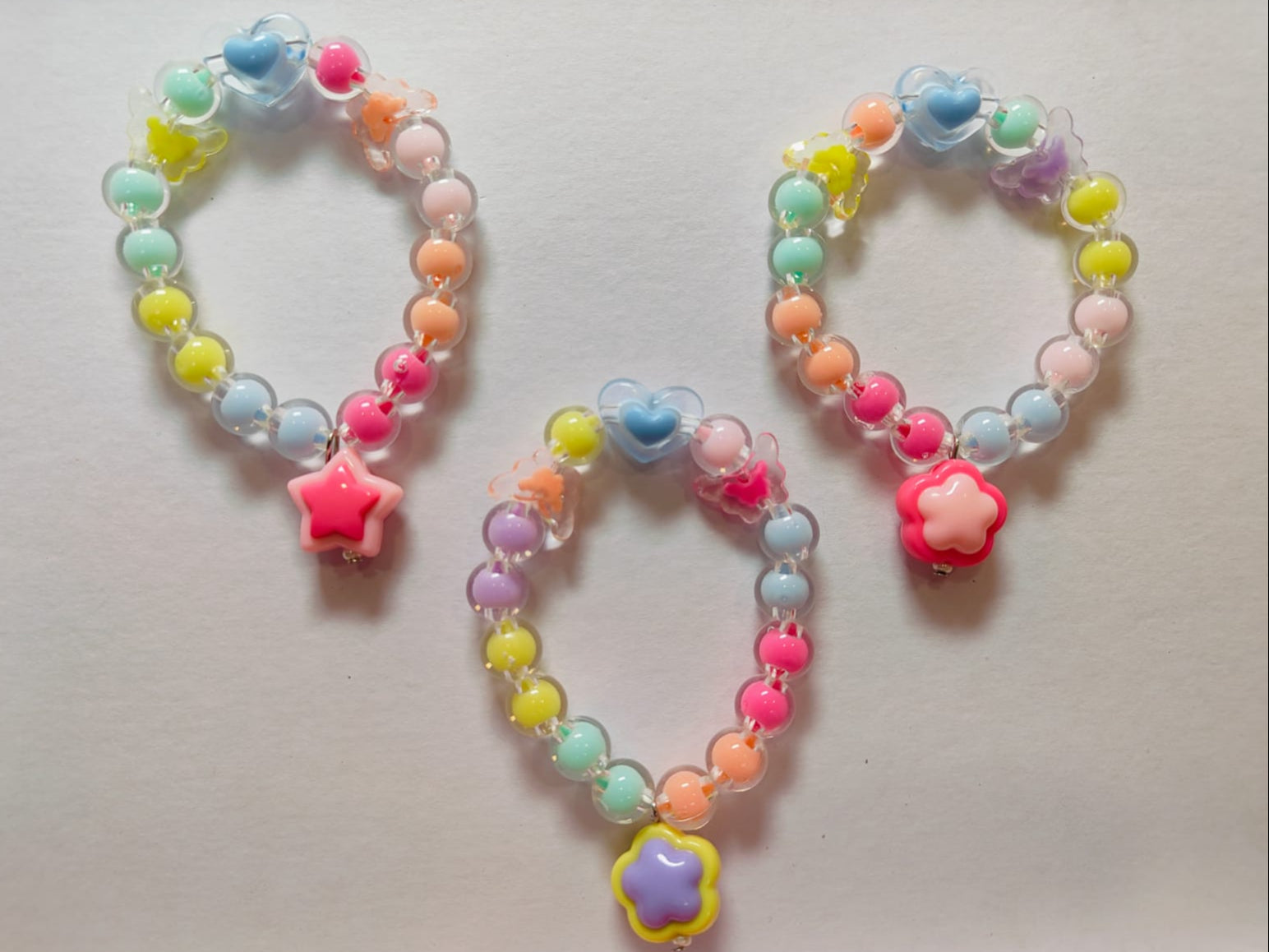 Colorful Beads, Blue heart, charms Bracelets for kids girls