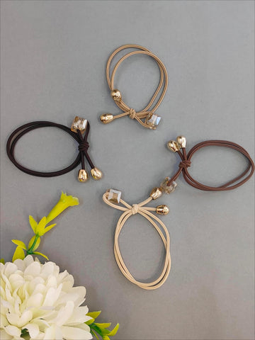 Stylish Stone & Crystal Elastic Rubber Bands For Ponytail Holder.