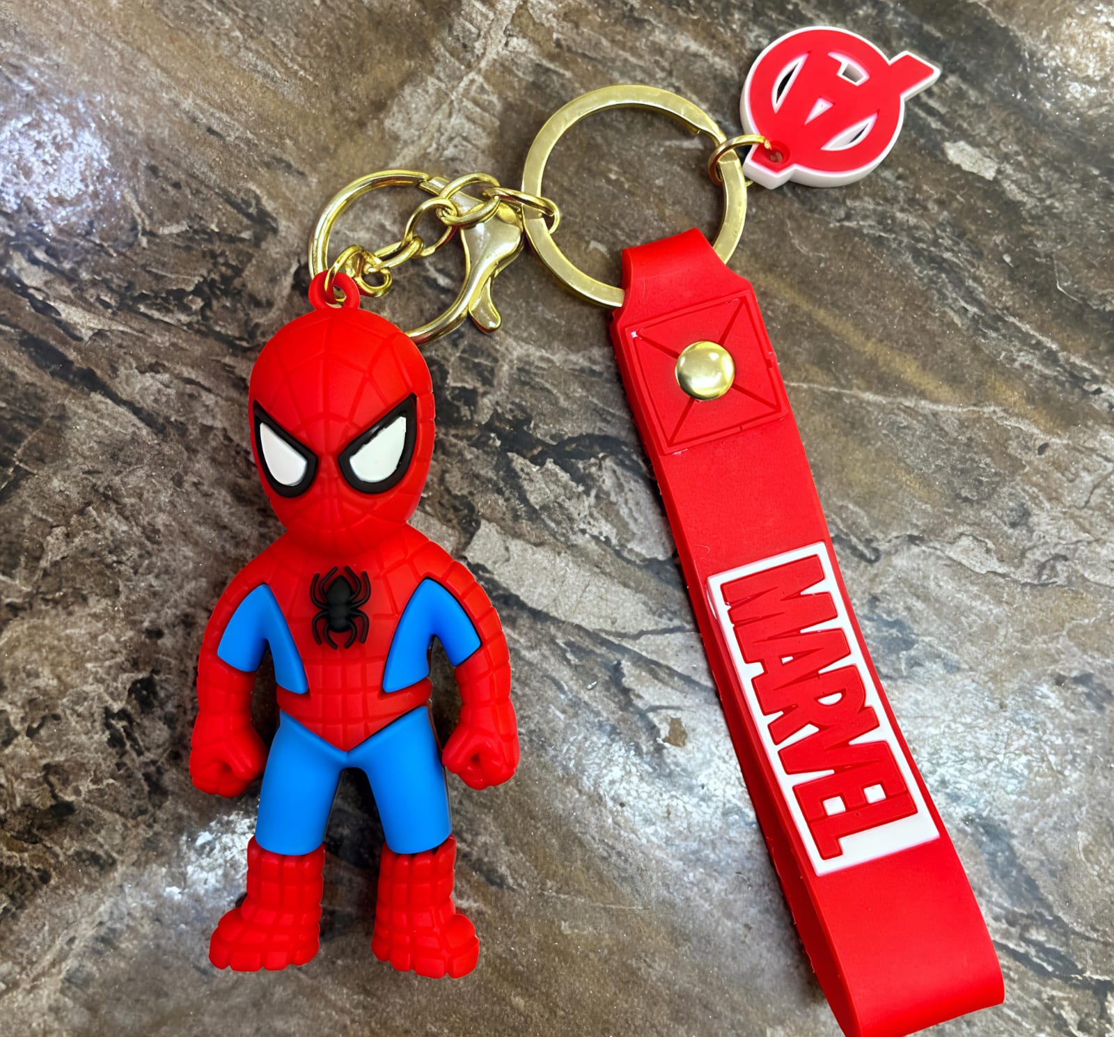 3D Cartoon Character rubber keychain with Strap Charm & Metal Hook.